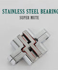 Badass Stainless Steel Hidden Door Hinges With Invisible Concealed Pivot For Cabinet Furniture Hardware Hella Rustproof And Keeping Your Doors Swinging Nice And Tight All Day Long 34X140MM viewed from above, showing the polished finish and detailed design.