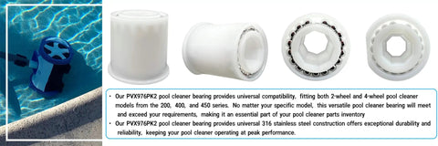 High Performance 316 Stainless Steel Pool Cleaner Wheel Bearings Replacement for 2 4 Wheel Systems on pool cleaner in water.