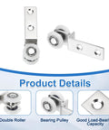 Heavy Duty 4 Pack Curtain Hanging Wheels For Slick Rolling On Silky Smooth Window Track Rollers And Effortless Glide Pulleys showcasing silver double roller design.