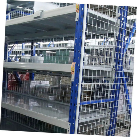 10 Pack Teardrop Pallet Rack Safety Clips in use on metal shelving, showcasing heavy-duty galvanized design for secure storage.