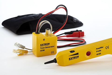 Heavy Duty Wire Tracer And Cable Tester Kit with alligator clips RJ11 RJ45 connectors, tone generator, amplifier probe, pouch.