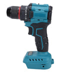 Beefy Cordless Drill Featuring Brushless 20 Volt Motor And 3/8 Inch Keyless Metal Chuck, side view with ergonomic grip and battery.