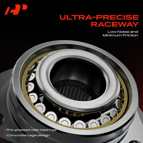 Heavy Duty Front Wheel Hub Assembly With Integrated Abs Sensor For Ford Expedition And Lincoln Navigator Rear view of roller bearings and composite cage design.