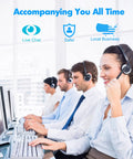 Customer service team providing support with headsets, highlighting live chat and local business support services.