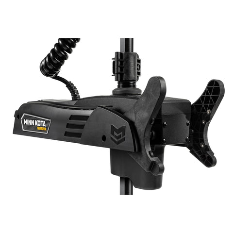 Minn Kota Terrova Quest 115 Pound Thrust Trolling Motor showing the mount and control features for easy boat steering.