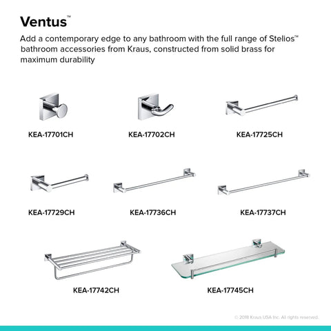 Ventus Bathroom Shelf Chrome Finish With Glass Inset Solid Brass Construction Rust Resistant Keeps Your Toiletries Organized And Off The Counter Wall Mounted Storage For Small Bathrooms Lifetime Limited Warranty