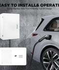 Top Tier Outdoor EV Charger Wall Box With Combo Lock Weather Shield Covers Tesla Byd And Xiaopeng EV Systems mounted beside a charging vehicle.