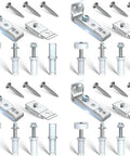 Slick Bifold Closet Door Hardware Kit As Heavy Duty Bi fold Sliding Accordion Door Repair Parts with steel brackets and nylon rollers.
