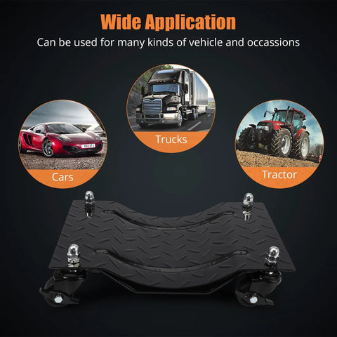Heavy Duty Car Wheel Dolly Set Of 4, Tough As Nails Reinforced Steel Moving Carts With Locking Brakes for trucks and cars.