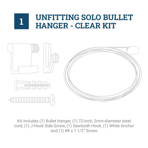 Heavy Duty Steel Cable Picture Hanging Kit With Adjustable Bullet Hooks And Ceiling Mount includes 72" steel cord and hardware.
