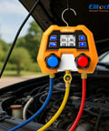 Digital Manifold Gauge For HVAC And Refrigeration Systems With 3 Ports LCD Display And Temperature And Pressure Readouts