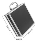 Boss Grade Aluminum Alloy Toolbox Featuring Secure Locking Panel And Portable Tool Stash Hella Tough side view with dimensions shown.