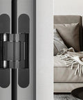 Heavy Hitter Ball Bearing Door Hinges Featuring 180 Degree Swivel Motion Invisible Hydraulic Build for Kitchen Cabinets, close-up view.