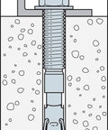 Close-up of Heavy Duty Stainless Steel Wedge Anchors One Half In By Five Half In for secure installation in concrete.