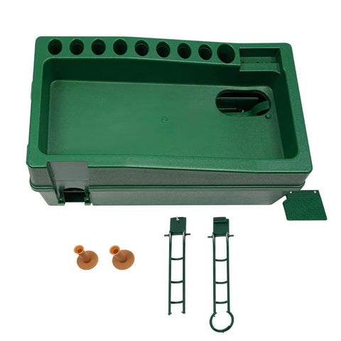 Automatic Golf Tee Machine With 100 Ball Capacity Indoor Use Golf Ball Dispenser With Batting Stand Range Ready Auto Batting Machine For Driving Ranges And Practice Games Durable ABS Construction with green components and fittings.