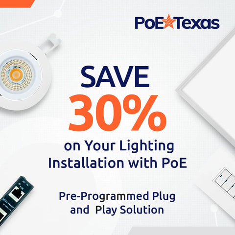 Complete PoE Smart Lighting Kit featuring a recessed 4 inch gimbal light, showcasing energy-efficient design for modern spaces.
