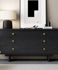 30 Pack Gold Cabinet Knobs And Brushed Brass Drawer Pulls With A Sleek Round Shape Made From Heavy Duty Zinc Alloy used on black dresser.