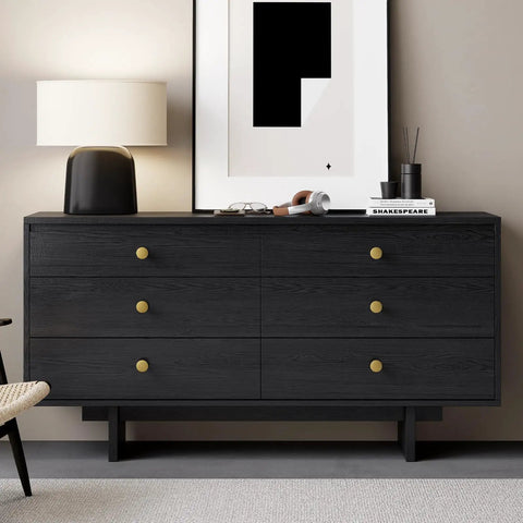 30 Pack Gold Cabinet Knobs And Brushed Brass Drawer Pulls With A Sleek Round Shape Made From Heavy Duty Zinc Alloy used on black dresser.