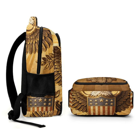 Star Shield Eagle Relief Printed Unisex Backpack With Large Capacity Built Tough From Durable Polyester