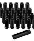 Heavy Duty 24 Pack 14Mm X 1.5 Wheel Lug Nuts With Conical Seat And Long Extended Spline Design In Matte Black Finish fits six lug aftermarket rims, with socket key.