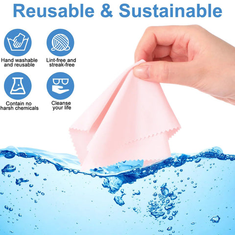 Frienda microfiber cleaning cloths for glasses, pink, 6x7 in, 50-pack