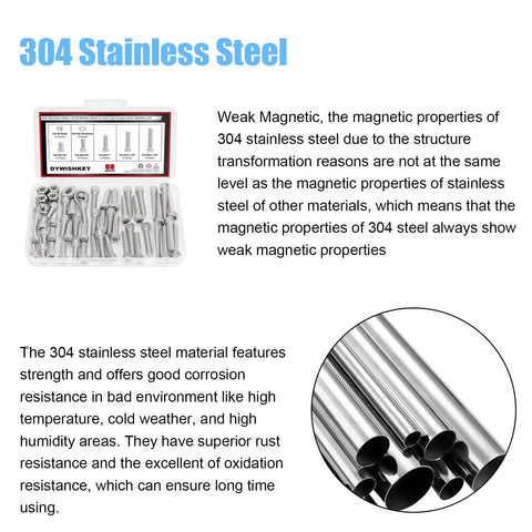 Top Shelf Solid 66 Piece 1/4-20 Hex Socket Head Cap Screw And Nut Washer Assortment Kit Packed With 304 Stainless Steel Bolts in clear box.