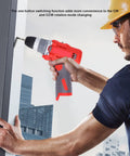 Image of a worker using a Badass Cordless Power Drill With High Torque Brush Motor And 25 Precision Clutch Settings on a wall.