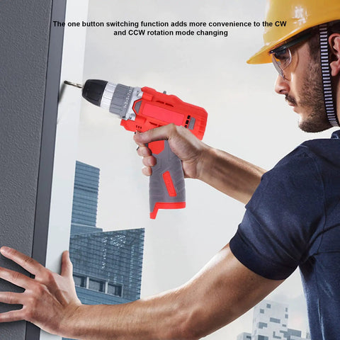 Image of a worker using a Badass Cordless Power Drill With High Torque Brush Motor And 25 Precision Clutch Settings on a wall.