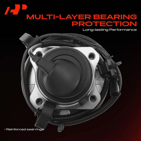 Get The Smoothest Ride Ever With These Badass Front Wheel Bearing Hub Assembly Pair Featuring ABS Sensors And 5 Lug Design Perfect For Ford Crown Vic Lincoln Town Car Or Mercury Grand Marquis 2005-2011 close-up view featuring multi-layer bearing protection.