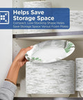 Top Shelf Pathways Heavy Weight Plates In Crisp White Measuring Eight And A Half Inches stacked in storage, showcasing space-saving design.