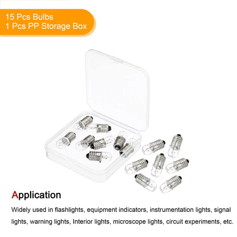 Get Your Tech Stash Ready with These Bad Boys, E10 Screw Base Miniature Bulbs, 24V 1.5W Warm Yellow Light for Your Flashlights and Indicators, 15 Pack in Box with storage case.