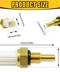 Coolant temperature sensor with white plastic connector, brass threaded body and black O-ring; overall length 53 mm.