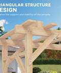 Triangular design of Cedar Wood Outdoor Pergola Swing Bench With Stand And Canopy Three Seat Patio Hammock Swing Set