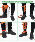Demonstration of wearing Tree Climbing Spikes Set With Adjustable Length Design Climbing Belt Nylon Rope And Pro Accessories