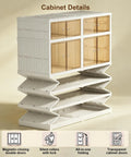 Extra Large White Plastic Collapsible Storage Bins With Tight Lids Five Tier Modular Drawer Cabinet clear double doors and shelves.