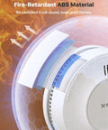 Close-up of Real Deal 10 Year Smoke Detector With Photoelectric Sensor And Sealed Lithium Battery showcasing fire-retardant ABS material.