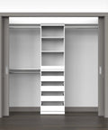Versatile Modular Storage Shelf With Three Adjustable Shelves Stackable Closet Organizer with clean trim in a modern closet.