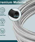 GasPro braided stainless steel propane hose, 12 ft long with 5/16 inch ID.