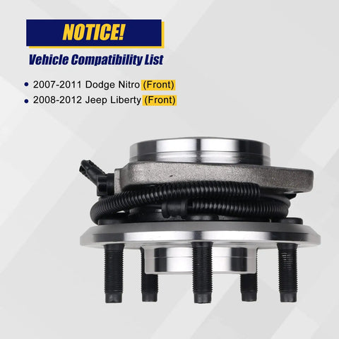 Straight Swap Front Wheel Bearing And Hub Assembly Replacement For Dodge Nitro And Jeep Liberty Delivering Heavy Duty Grip And Dead Silent Highway Roll Part 513270 shown with vehicle compatibility list.