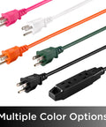 Image of multiple color options for Two Pack 50 Ft Outdoor Extension Cords With Three Outlets Grounded Power Strip Heavy Duty 16 Gauge.