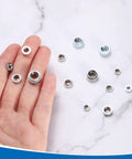 Heavy Duty 304 Stainless Steel Self Clinching Nuts 1/4 Inch Thread X 0.26 Length 25 Piece Pressure Rivet Nut Kit in hand