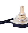 Double Insulated Push Button Switch SPST On Off 6A At 125V AC with 6 inch wire leads, brass body, weatherproof and dust resistant