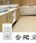 3 Way Occupancy Motion Sensor Light Switch With Neutral Wire, Hands Free PIR Infrared Motion Activated, UL Listed, White