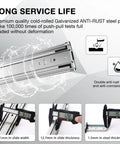 Heavy Duty Full Extension Drawer Slides Ball Bearing Side Mount Rails Built Tough For Heavy Loads And Smooth Pulls Rock Solid Setup for anti-rust steel plate with measurements.