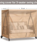 Beige Outdoor 3 Seater Hammock Swing Chair Cover For Patio Water Resistant All Weather Protection Fits 80 Inch Long By 60 Inch Deep By 72 Inch High Breathable 400D Polyester With Elastic Hem