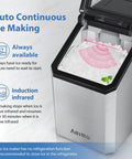 Countertop Nugget Ice Maker 55 Lbs Per Day With 3.6L Water Tank And 3.2 Lb Ice Basket Self Cleaning Pebble Ice Machine Stainless Steel Housing