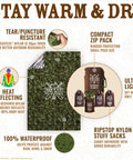 Worlds Toughest Emergency Blankets 4 Pack HeatFlex Extra Thick Thermal Mylar Space Blanket camo benefits infographic