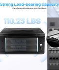 Heavy-Duty Badass 4U Wall Mount Network Rack Cabinet With Lockable Tempered Glass Door Keeping Switches Routers And Server Gear Tight And Safe In Any Office Setup 24 Inch Deep showing strong load-bearing capacity and iron plate.