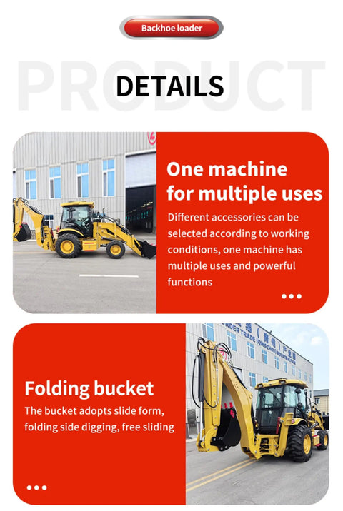 Rugged Heavy Duty Compact Backhoe Loader With Hydraulic Front Loader And Rear Backhoe Mini Tractor Wheel Loader at construction site