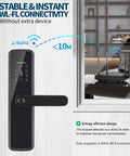 Slick Smart Fingerprint Door Lock With Built In Wifi And Tuya App Remote Control features electronic keypad and sleek design.